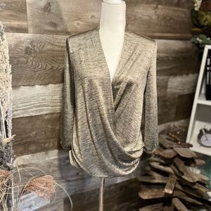 The Limited gold draping front v-neck blouse - S